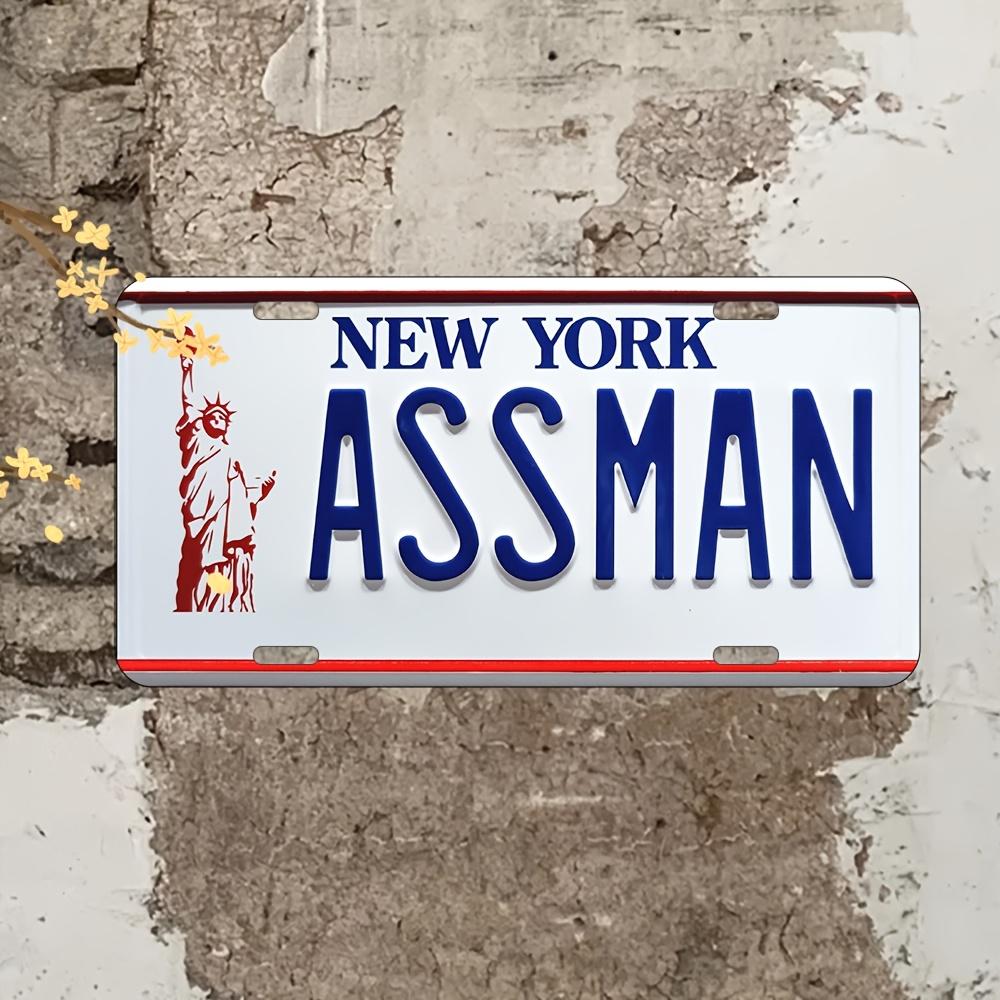 HD Aluminum Print Vintage New York ASSMAN Statue of Liberty License Plate Style Wall Art High Definition BendResistant Metal 15x30cm(5.9x7.8inch)