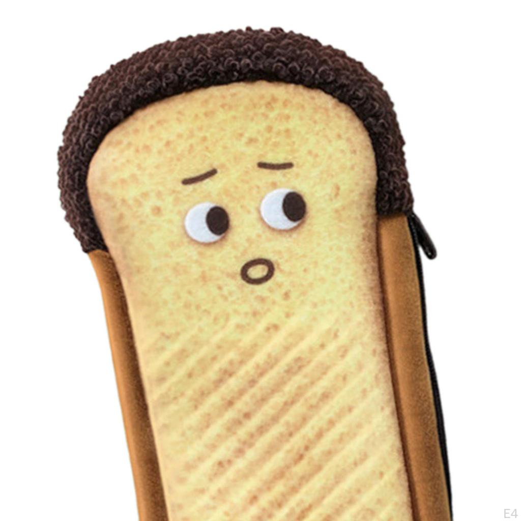 Plush Bread Pencil Case Pen Bag Cartoon Portable Lightweight Stationery Pouch