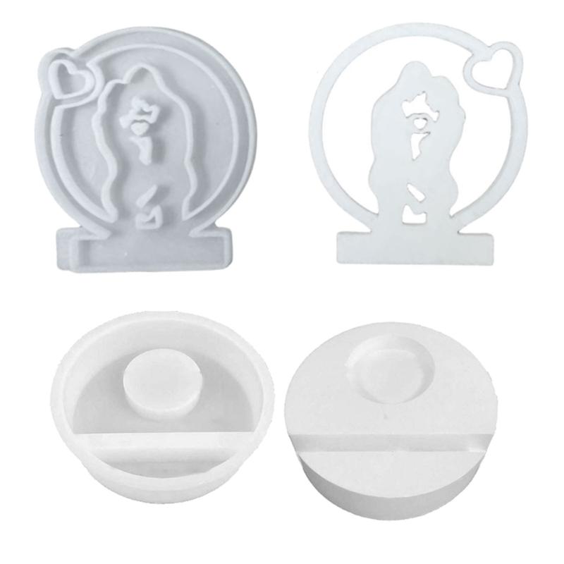 Mother Day Theme Resin Molds with Base, Mother Day Candle Holder Molds for DIY Craft Mother Day Gift Home Decorations