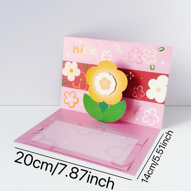 Qixi Festival 3D Surprise Greeting Card with Cartoon Flowers & Retro Design