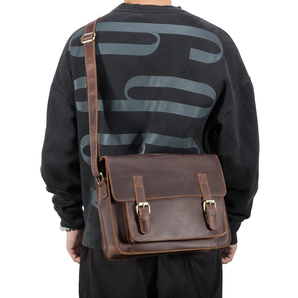 

Мужская сумка кроссбоди из кожи Crazy Horse Dujiang в стиле ретро для бизнеса