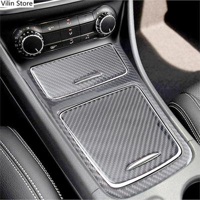 Carbon Fiber Car Gear Shift Panel Modification Cover Trim Strips Decorative Stickers For Benz A CLA GLA Car Inner