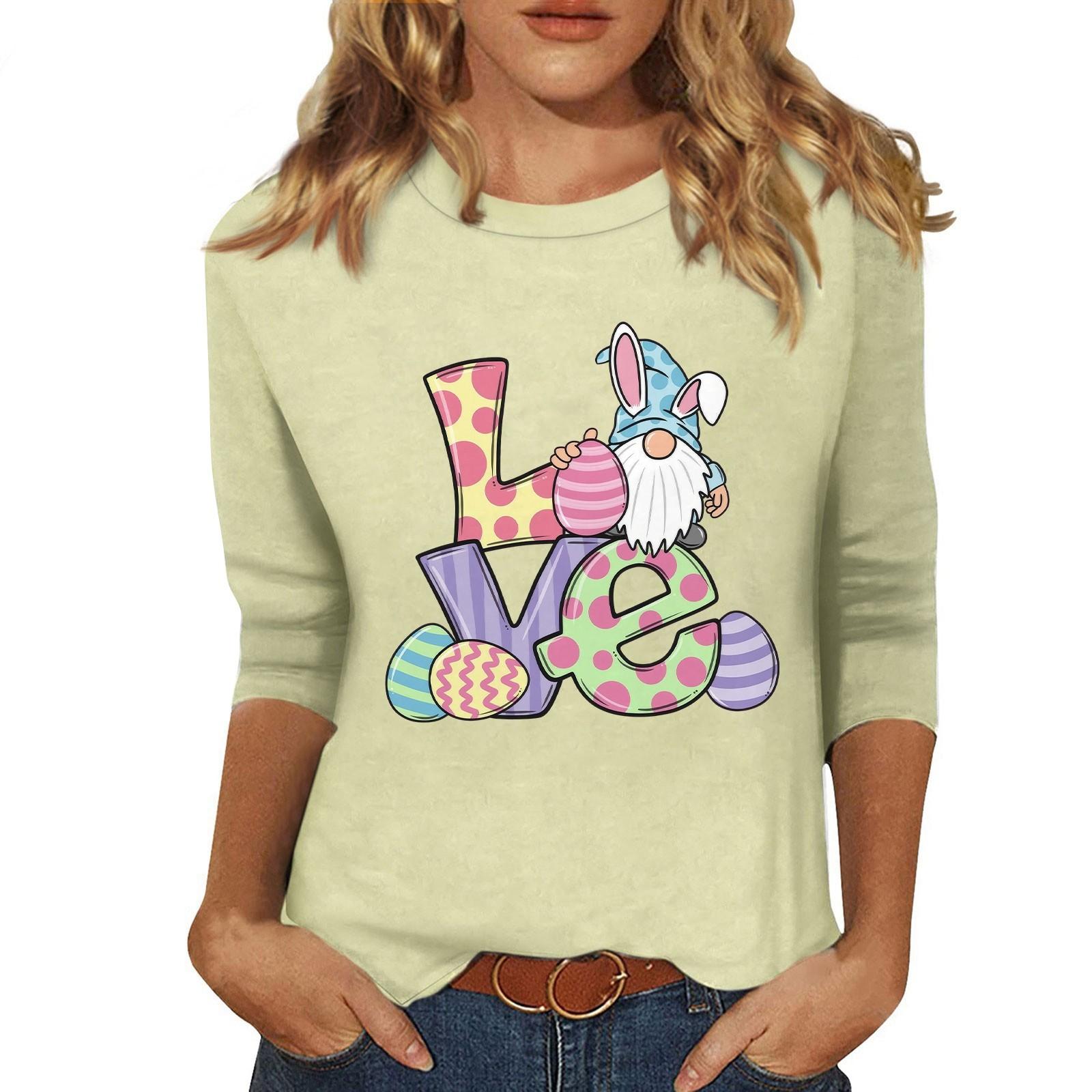 

Жіночий модний повсякденний топ з круглим вирізом і принтом з паєтками з рукавом три чверті XL жовтий