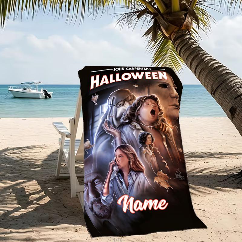 Customizable personalized beach towels Michael Myers themed designs.Suitable for the beach, yoga, sports;ideal as beach accessories