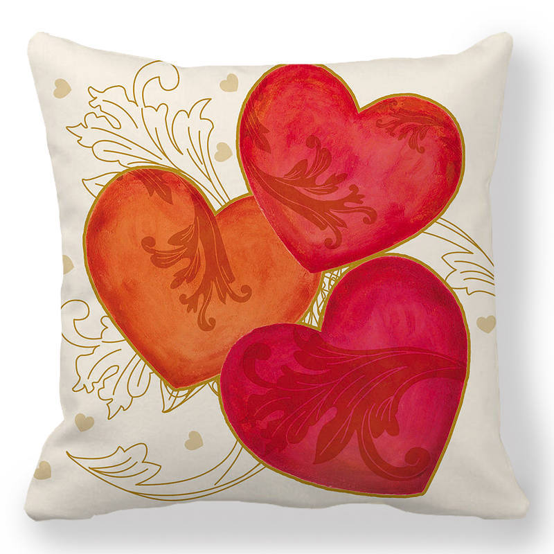 Creative Valentine's Day Happy Letters Digital printing short plush pillow covers for car sofa office cushion cover home goods