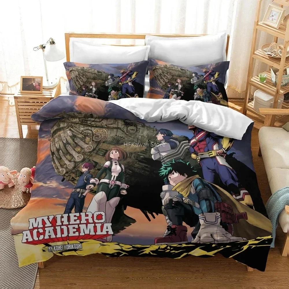 Design Popular 3D My Hero Academia Comfortable Duvet Quilt Cover Pillowcase Bedding Set Children Bedroom Decoration Home Textile