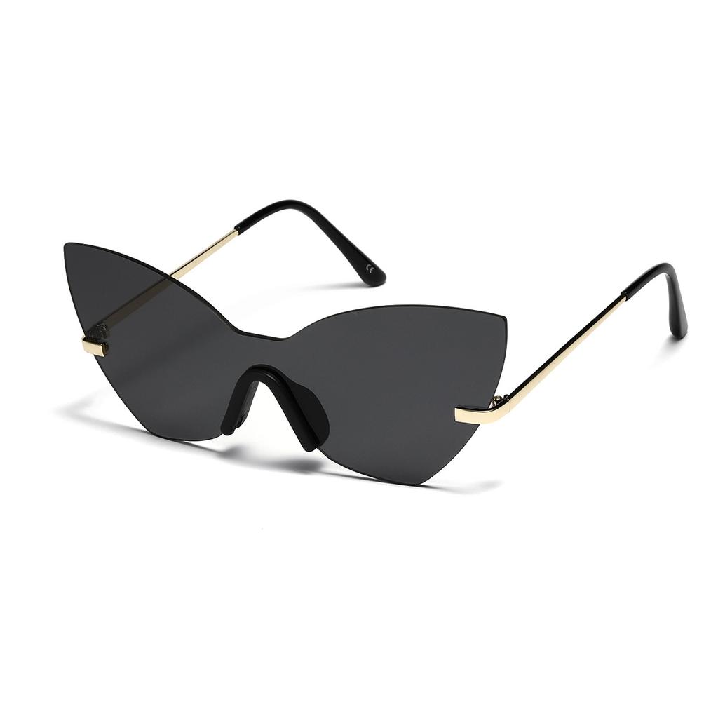 Lunettes de fête personnalisées Lunettes de soleil œil de chat sans monture pour femmes Lunettes de soleil surdimensionnées non conventionnelles pour hommes