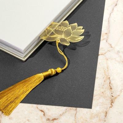 Lotus Flower Bookmark with Silk Pompom and Gift Box