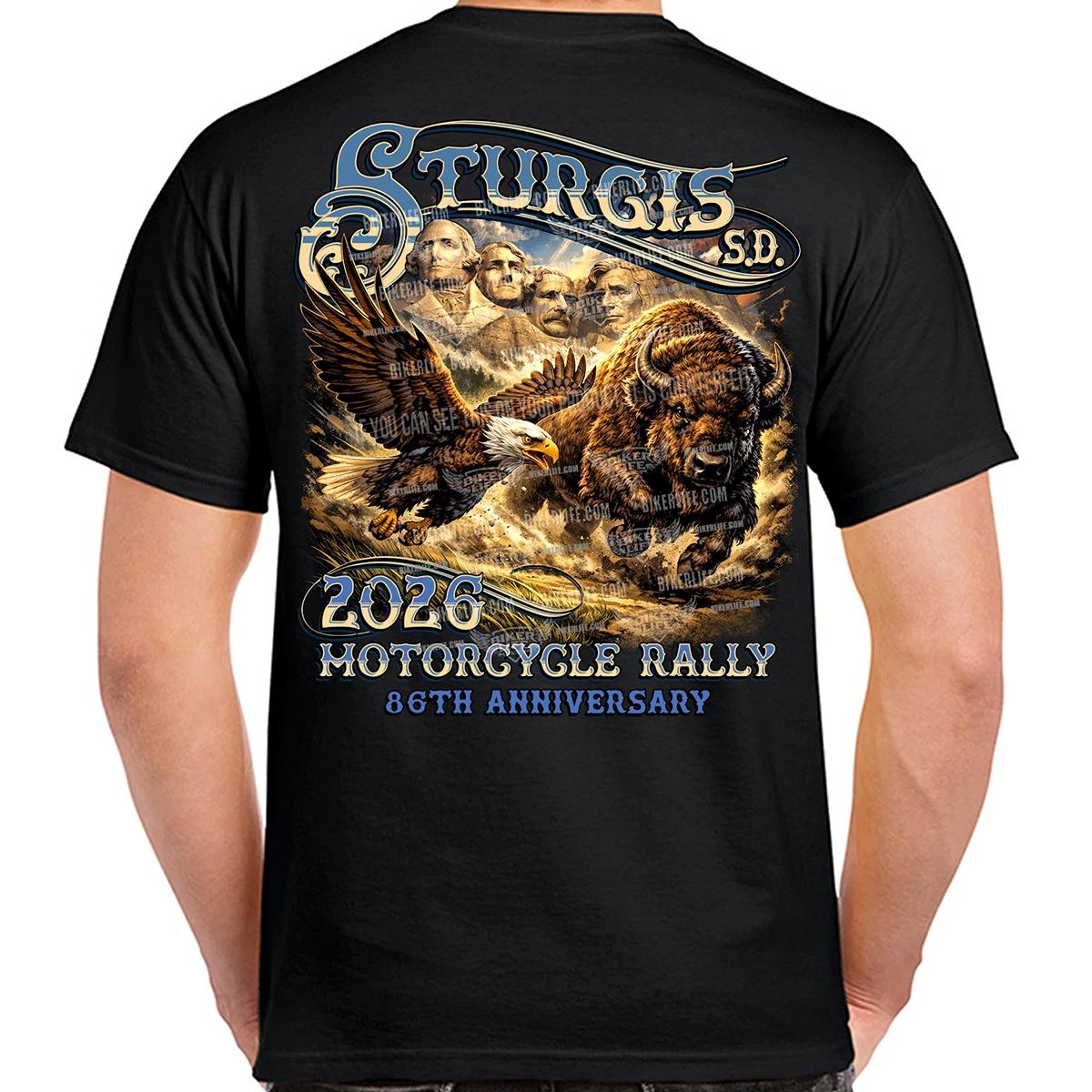 T-Shirt 2026 Sturgis Motorcycle Rally Rushmore Race No Harley L