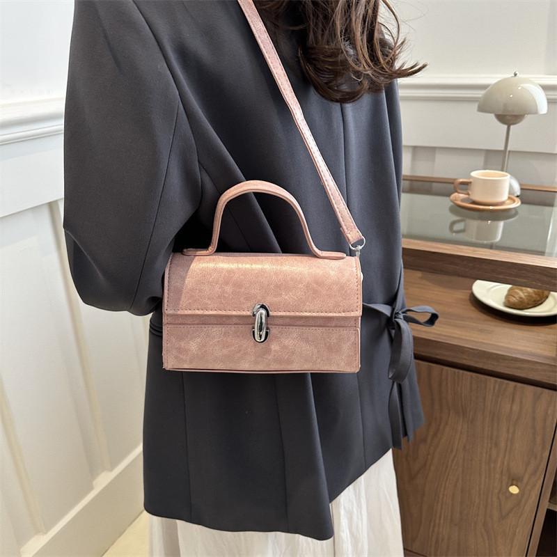 Chic Pu Leather Small Square Bag For Women 2024 Spring Fashion Trend Purse