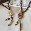 Vintage Ceramic Conch Pendant Necklaces For Women  Chinese Ethnic Style Long Adjustable Necklaces