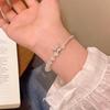 Kpop Y2k Silver Color Bow Pearl Bracelet for Women Girls Korean Sweet Opal Chain Bracelet Party Jewelry Accessories Gift