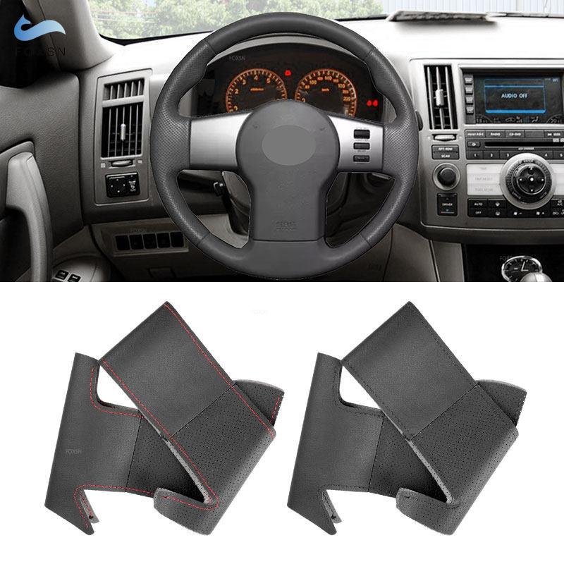 Handgenähte perforierte Mikrofaser-Leder-Autolenkradabdeckung für Nissan Pathfinder III Frontier Xterra Navara 2005-2015