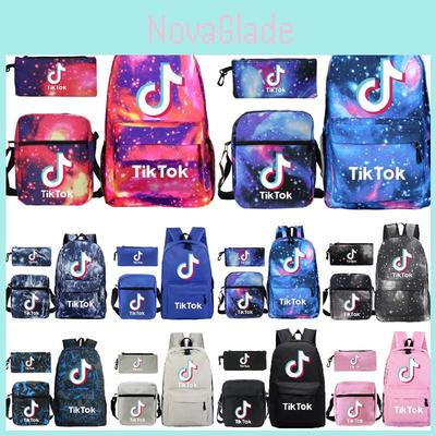 Tok Tik 3pcsset Blue Galaxy Backpack Schoolbag Shoulderbag Pencilbag Women Kids