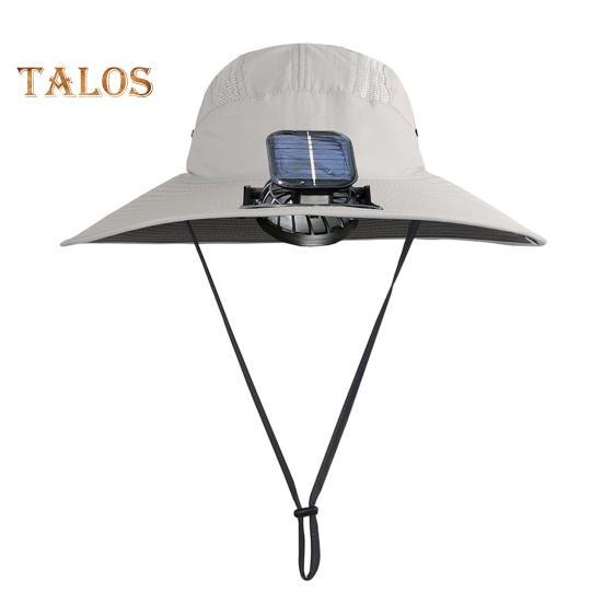Rybářský klobouk se solárním ventilátorem, široký klobouk proti slunci, větruodolný design, rybaření, kempování, turistika, muži, ochrana proti slunci, klobouk s ventilátorem