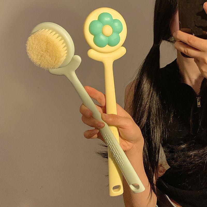 Soft Hair Shower Body Brush Long Handle Bathroom Wash Brush Bathing Massage Back Body Scrubbing Supplies Exfoliating Brush