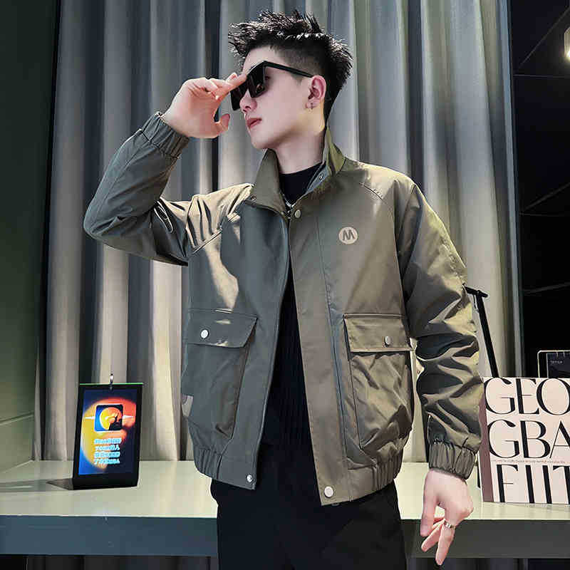 Trendy brand tooling jacket men's sense of ruffian handsome short jacket men's clothing 2025 new men's casual spring and autumn top