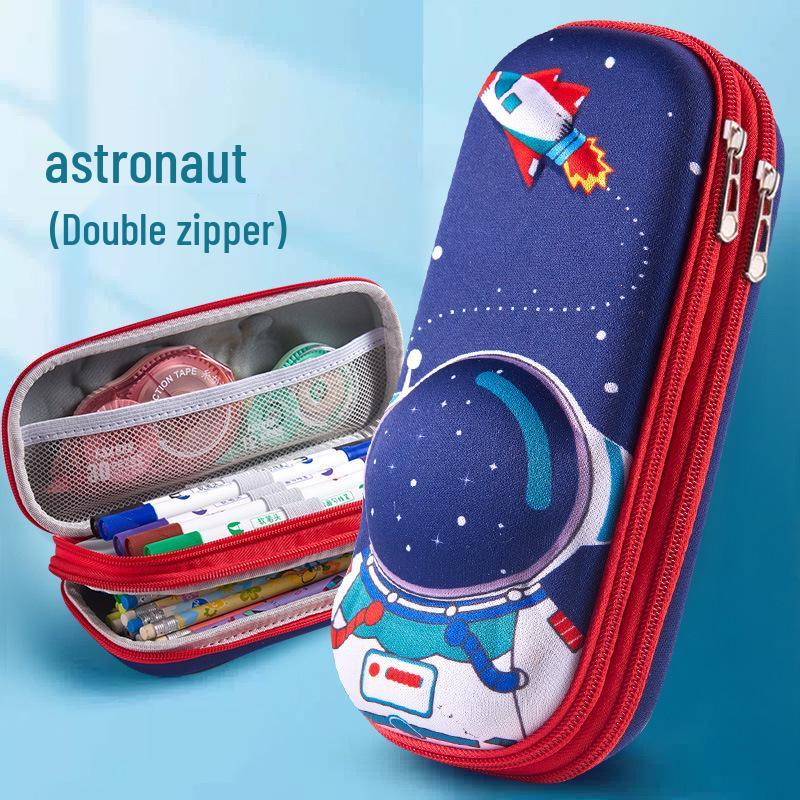 3D Cartoon Double-Layer Pencil Case for Kids - Large Capacity Zipper Bag for Boys and Girls