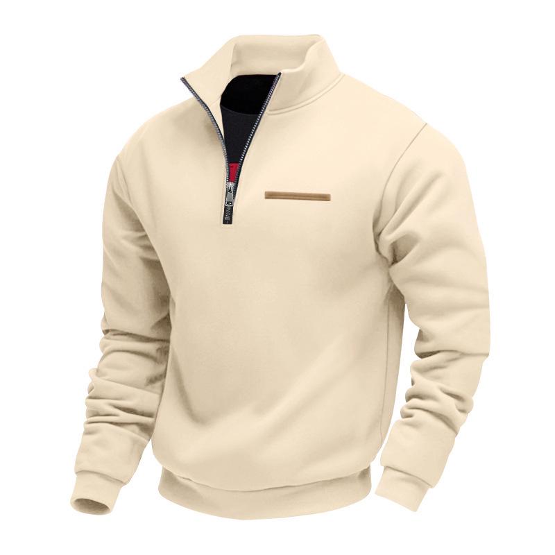 Men's Winter Heavyweight Velvet-Lined Loose-Fit Stand Collar Pullover Hoodie