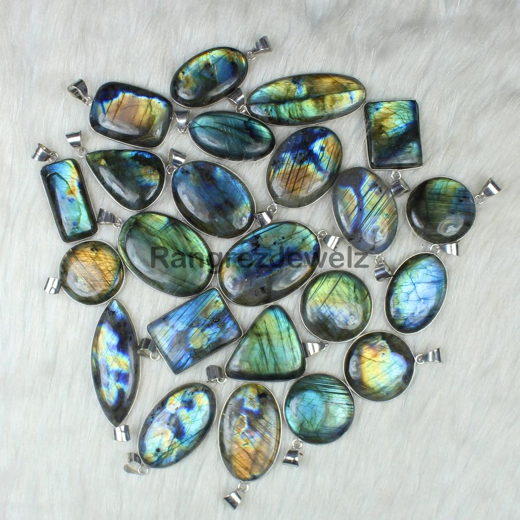 Multi Labradorite Gemstone Pendant Jewelry Making For Silver Jewelry Supply Bulk Wholesale Bezel Pendant Jewelry Sterling Silver Necklace