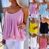 Women's Chiffon Cami Top Spaghetti Strap Sleeveless Layered Ruffle Loose Fit Casual Summer Blouse