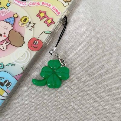 Original Green Leaf Lucky Phone Charms Pendant Cute Keychain Accessories For iPhone 12 CCD Camera Schoolbag Ins Korea