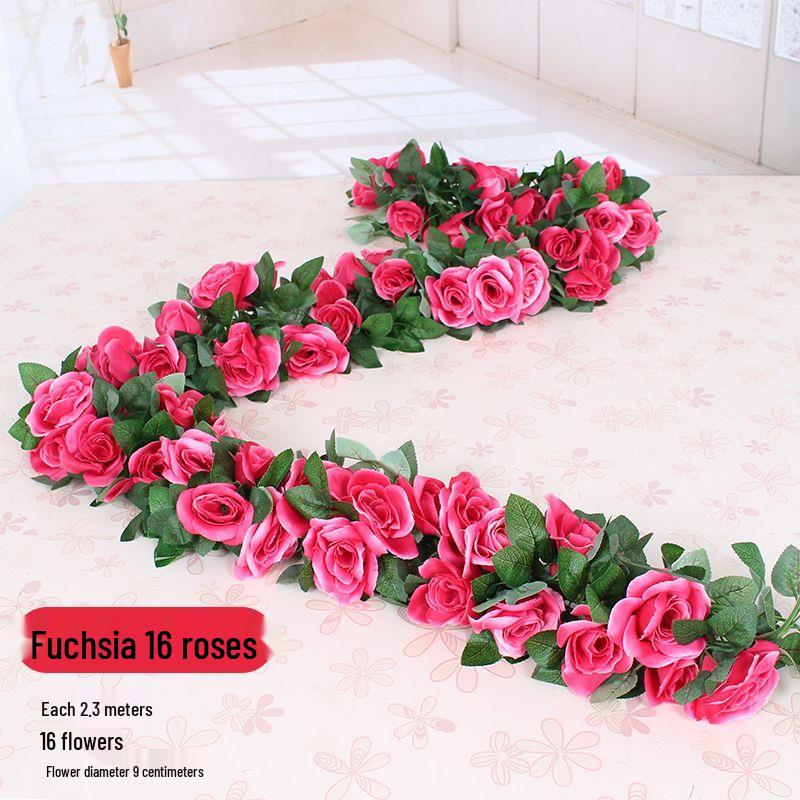 Artificial Rose Flower Vine for Balcony, Staircase, and Railings Decoration