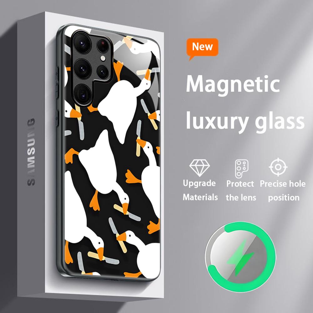 

Cute D-DuckES Cartoon Phone Case For Samsung S26 S25 S24 S23 S22 S21 S20 Plus Ultra Glass Magnetic Case Galaxy S23 Ultra