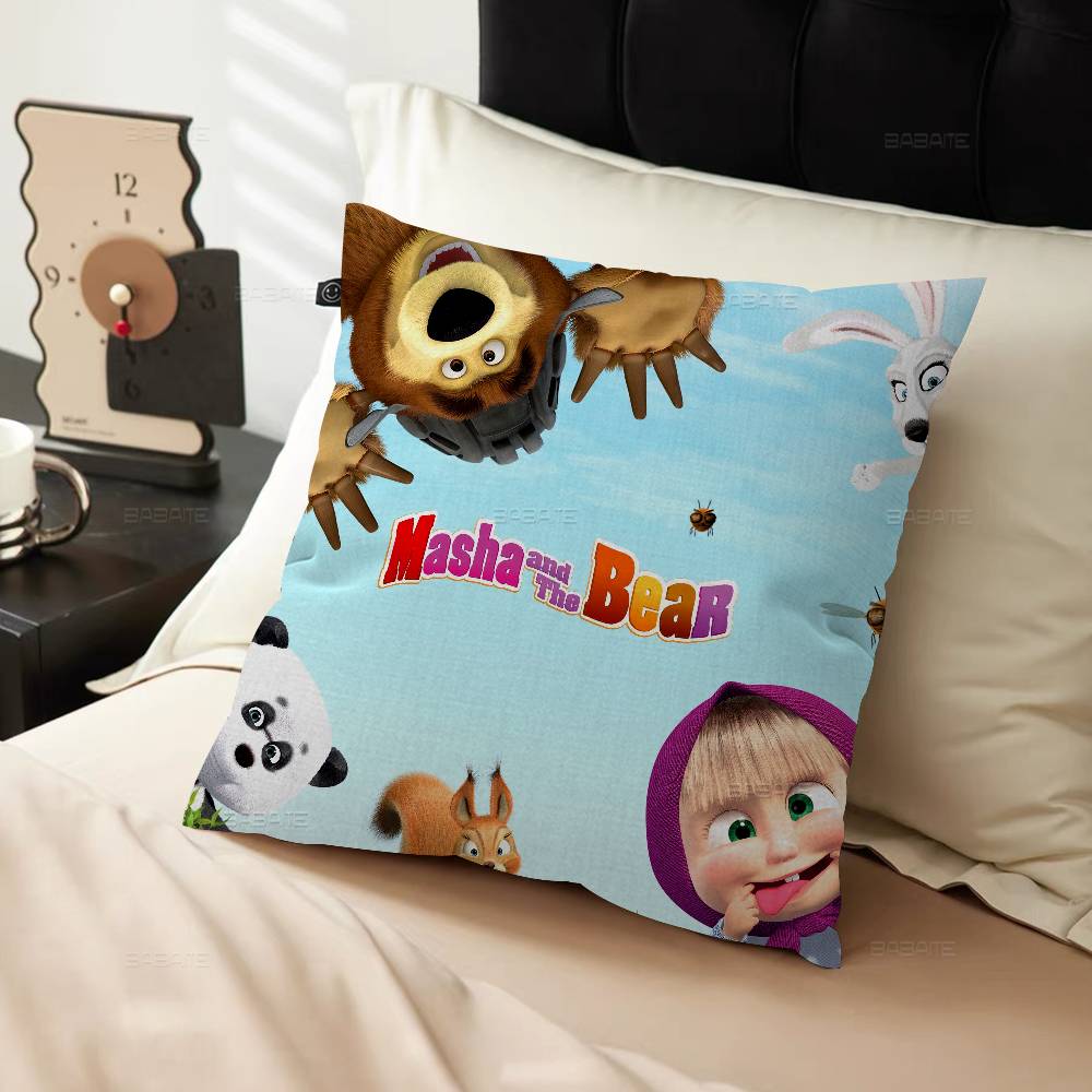 M-Masha And B-Bears Personalized Picture Text Home Decorative Pillows Household Gifts 45x45cm