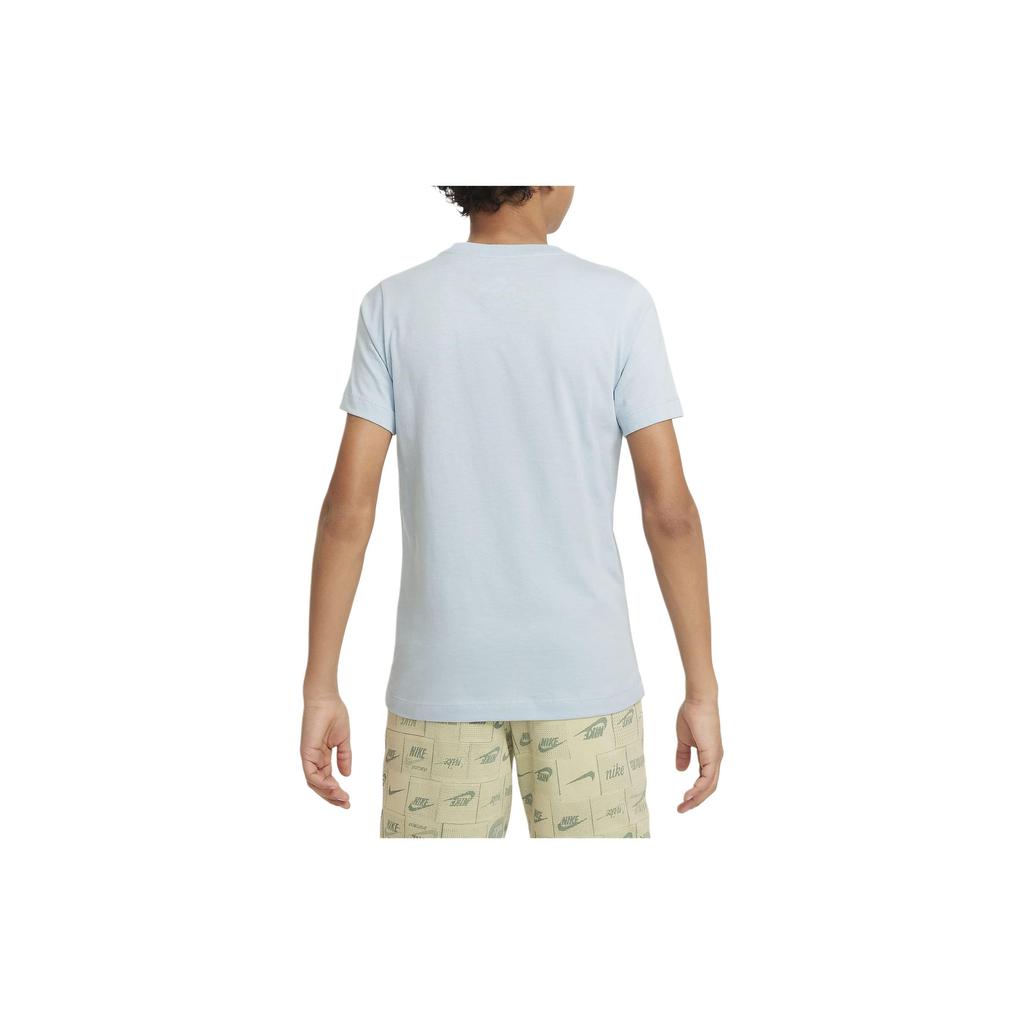 Nike Sportswear Solid Color Crew Neck Casual Pullover Short Sleeve T-Shirt Kids Tops Light-Blue AR5254-440