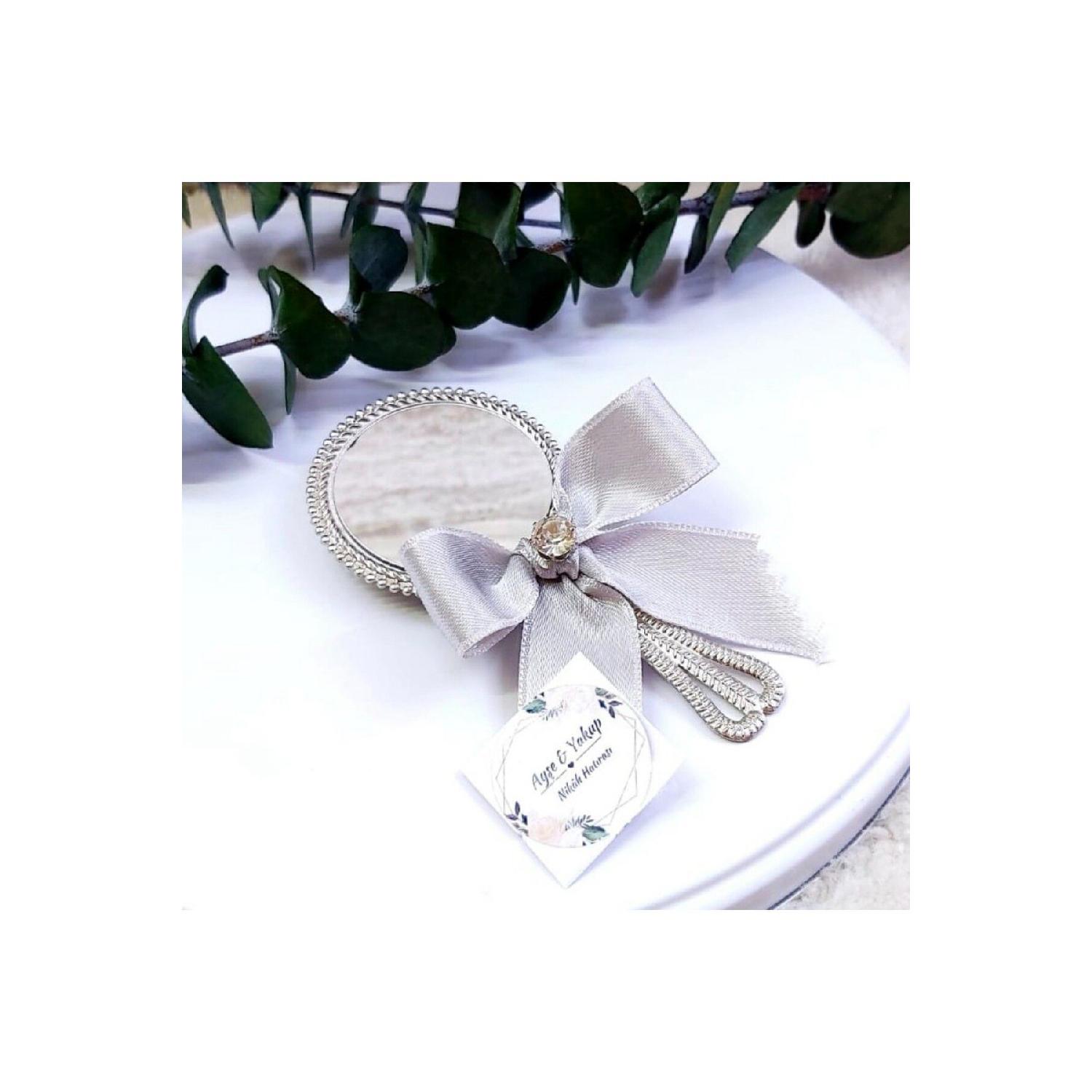 

30 Pieces Engraved Metal Mirror Engagement Gift - Silver