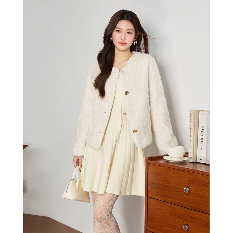 IEF Winter Plush Round-Neck Short Jacket