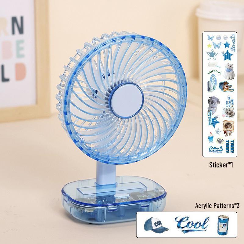 

Portable Transparent USB Desktop Fan - Long Battery Life, Cute and Compact for Dorm Rooms 1800mAh [Three Speeds, Adjustable Angle]