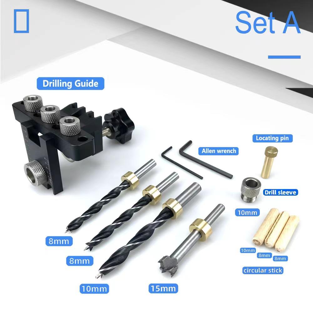 Precision Doweling Jig Master Kit Woodworking 3 In 1 Adjustable Pocket Hole Dowel Cam Jig Wooden Tenon Drilling Guide Locator