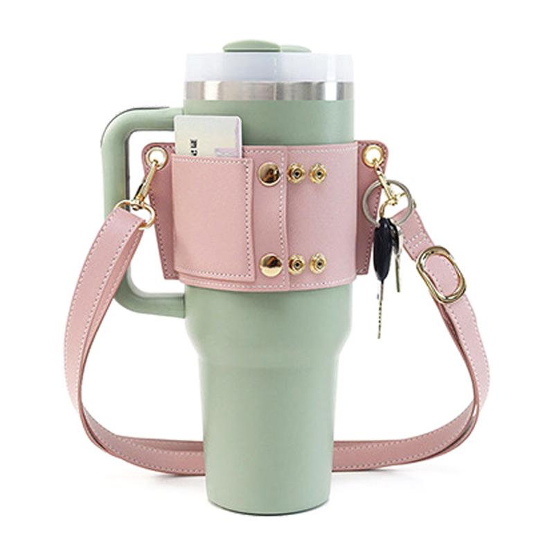 

Stanley Water Bottle Handle Strap, Portable Shoulder Strap for 30-40Oz Cup Pu Leather Accessory рожевий
