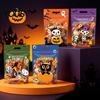 Cartoon Print Treat Bags 4PCS Halloween Candy with Handle, Translucent Stand-up Dessert Pouches, Designs Storage Pouches for Party Snacks Self Sealing