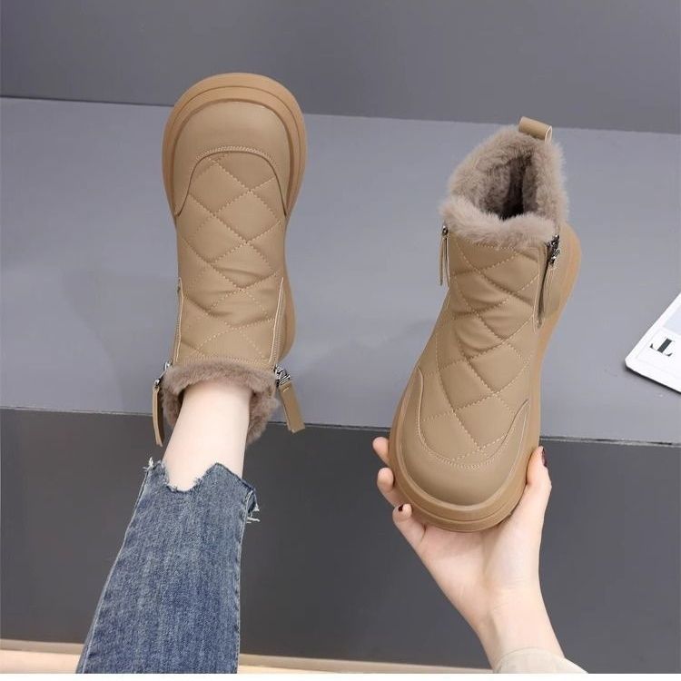 Snow boots women s winter velvet thickened new fashionable thick-soled soft-soled non-slip waterproof warm lightweight cotton boots 41 коричневый