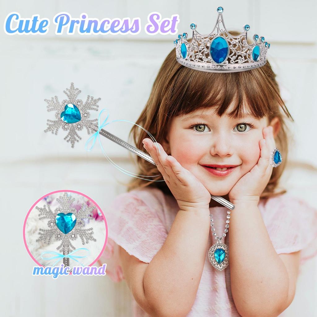 Girl's Princess Role Play Set: Cape, Magic Wand, Crown, and Ring
