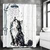 Humorous Black Cat Shower Curtain – Funny Cat Print, Water-Resistant Fabric, Includes Hooks