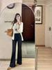 Fansi Yu 2025 Autumn/Winter European Style High-Waist Micro-Flare Stretch Denim Jeans for Women