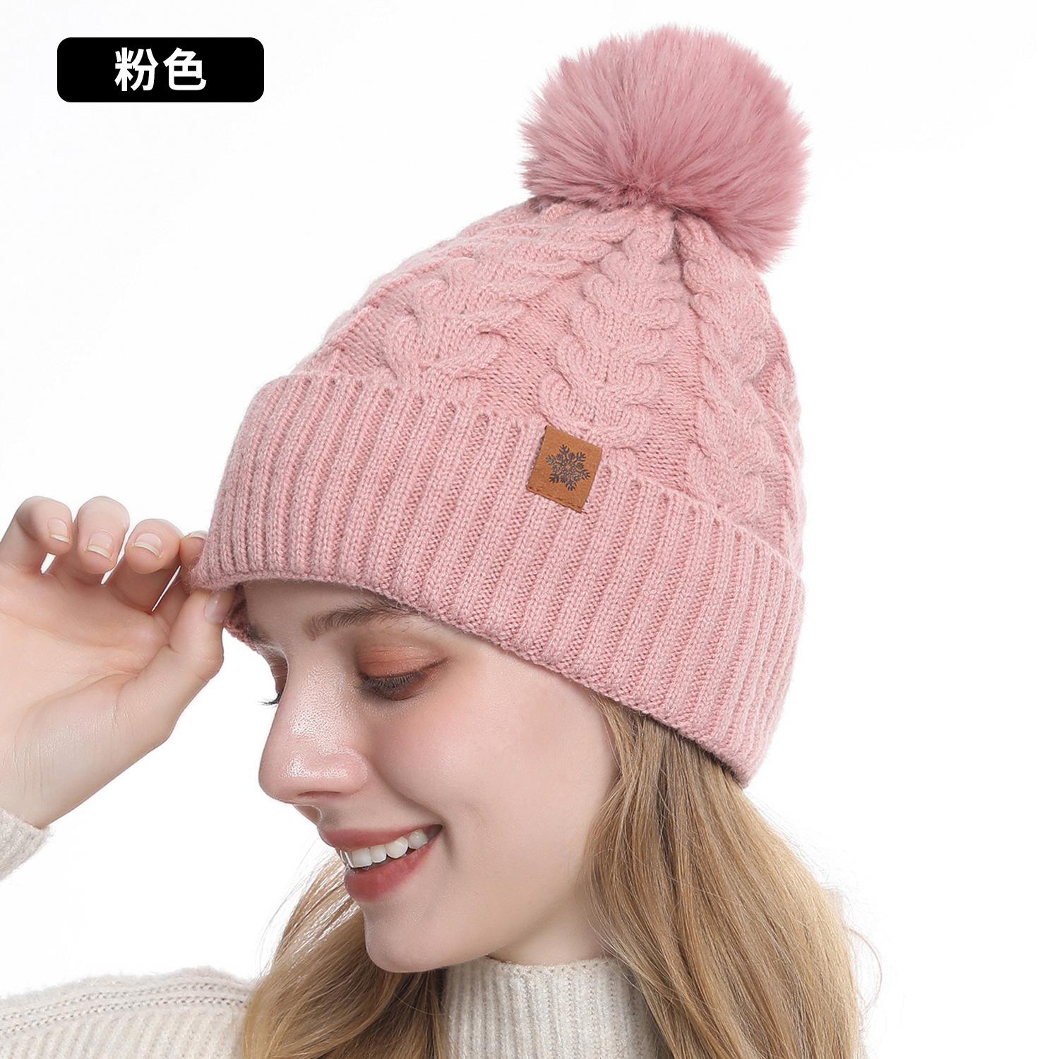 

Winter knitted hat, gloves, hat, scarf three-piece set, winter women s outdoor riding double-layer knitted scarf