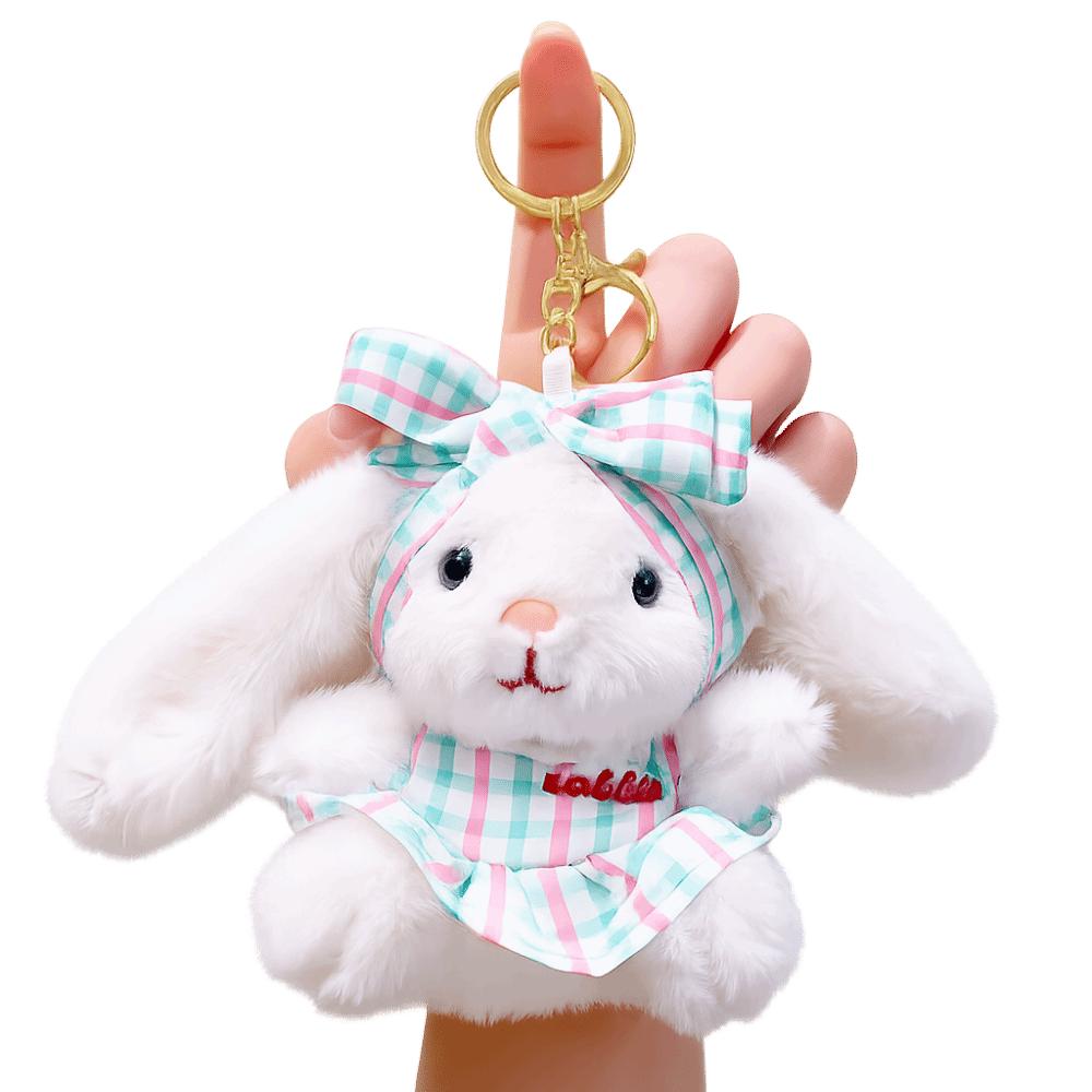 

Creative Plush Toy Key Ring Bow Rabbit Pendant Bag Charm Easter Stuffed Bunny Keychain Companion Style B