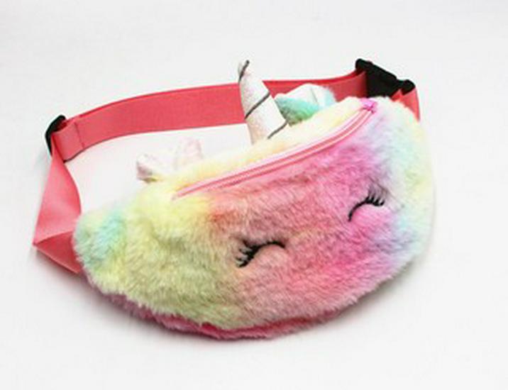 Kids Unicorn Plush Crossbody Bag - Cute Winter Cartoon Fanny Pack for Girls