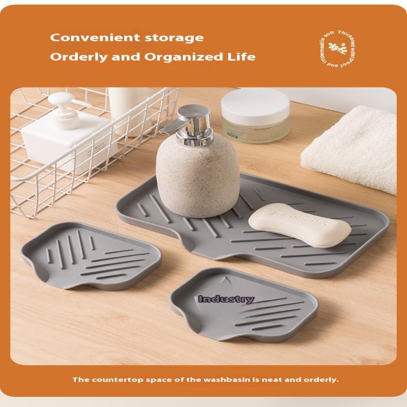 1 st Diskho Silikonbricka med Avlopp Tvål Svamp Förvaringshållare Diskho Skrubborste Tvålförvaringsställ