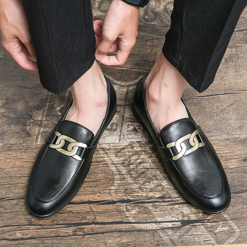 Fashion Classic Brand Men's Leather Casual Shoes Retro Brown Low Top Massage Sole Men's Loafers Commuting Versatile Driving Shoes