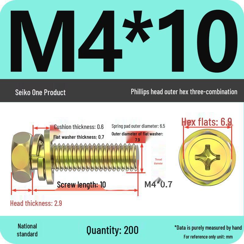 Hexagon Head Combination Screw Bolt Set with Washer and Spring Washer