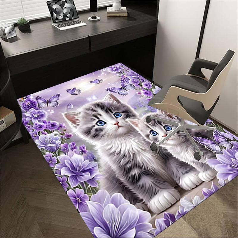 

1PC Kittens Flowers Extra Large Non-Slip Floor carpet, Office, family, bedroom, Studio - Large Area RugJ0388 60cm by 90cm