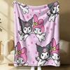 Vintage Sanrio Flannel Fleece Blanket Soft Warm Fluffy Throw Cute Sofa Bed Cover Office Nap Shawl Lightweight Blanket Fans Gift