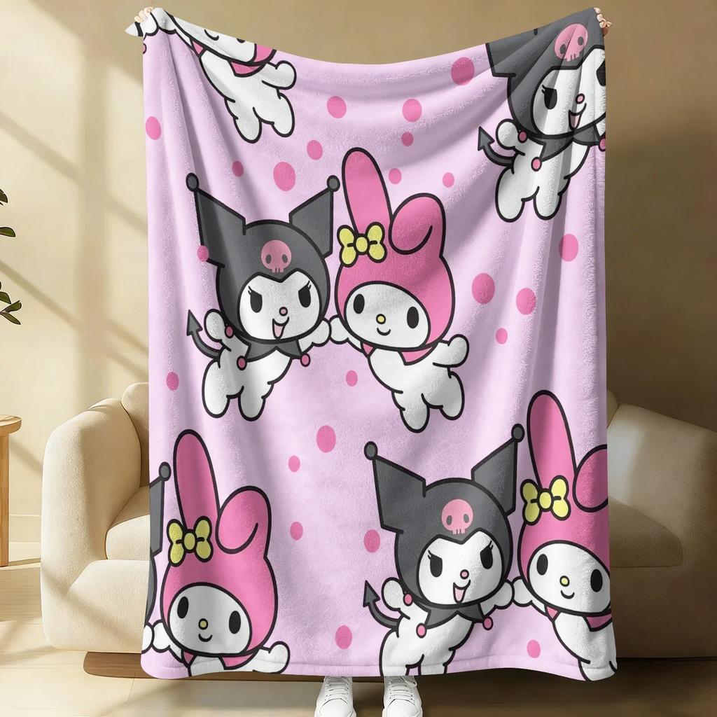 Vintage Sanrio Flannel Fleece Blanket Soft Warm Fluffy Throw Cute Sofa Bed Cover Office Nap Shawl Lightweight Blanket Fans Gift