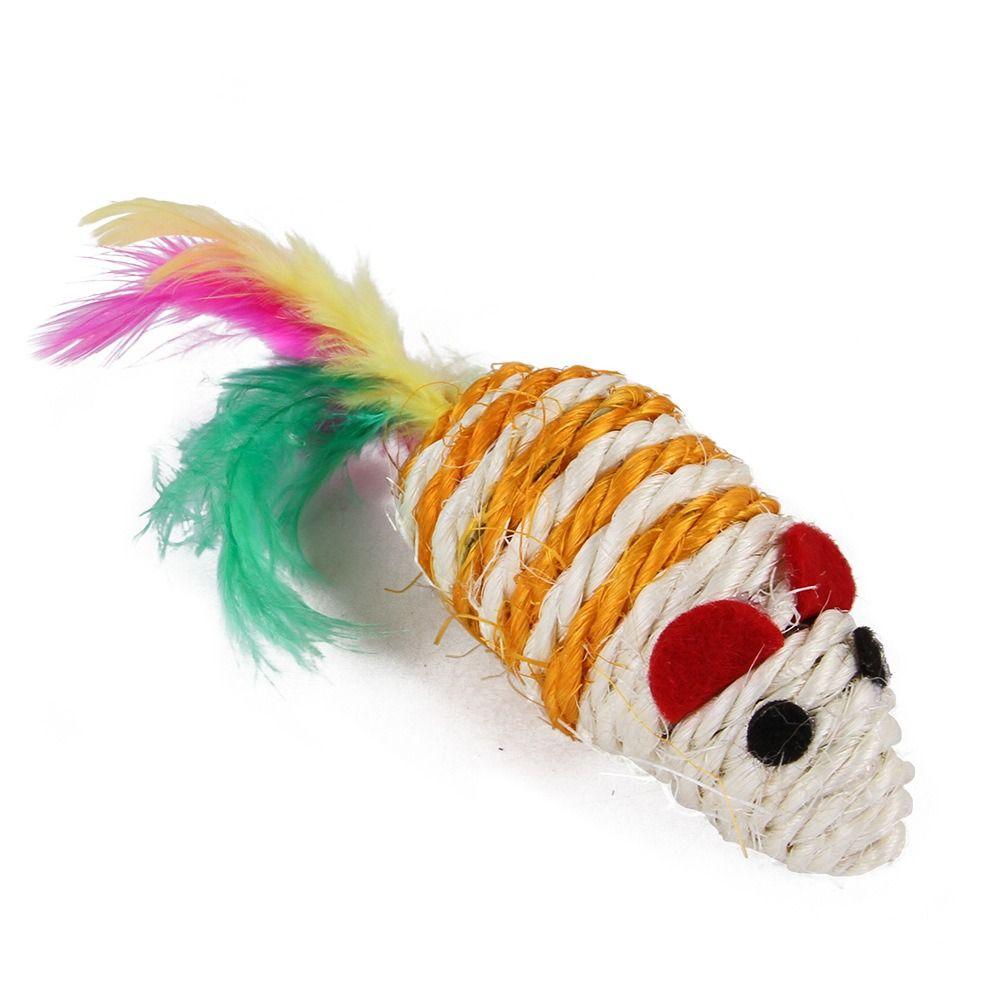12/14/20PCS Interactive Funny Cat Stick Sisal Mouse Cat Supplies Chase Cat Toys  Kitten Play